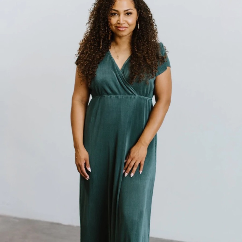 Baltic Born Athena Pleated Satin Maxi Dress {gray, blue, teal}